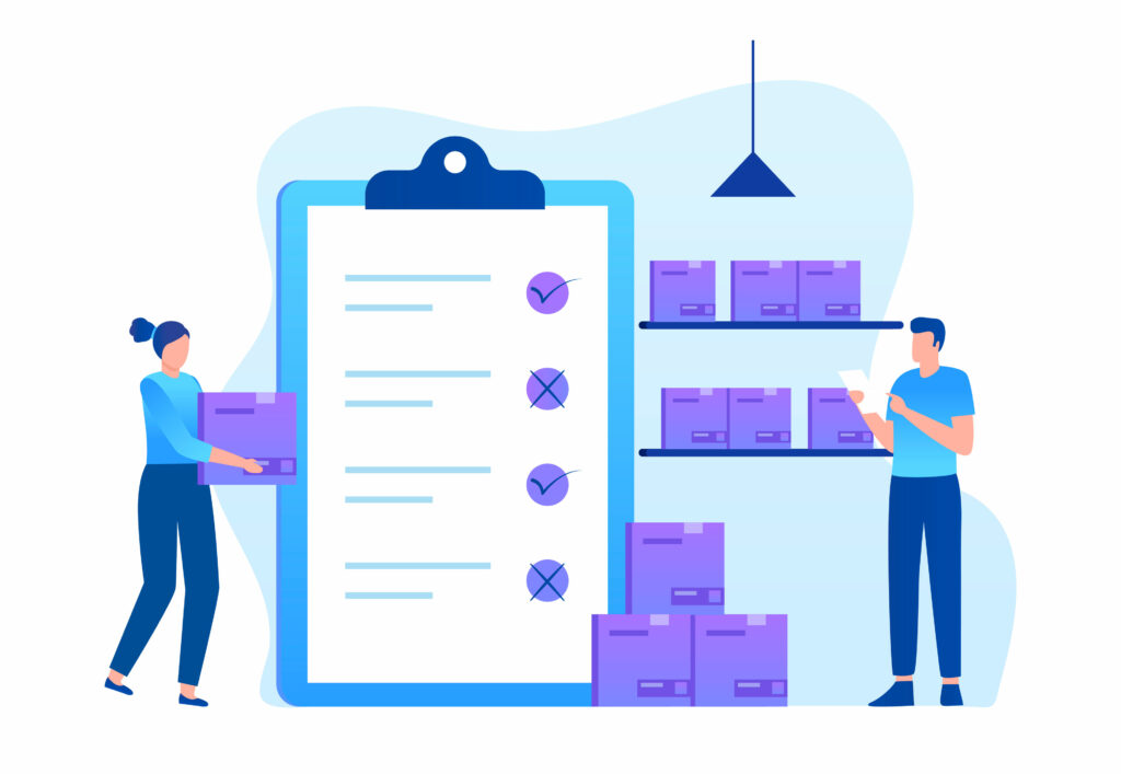 Flat design of inventory control concept. Illustration for websites, landing pages, mobile applications, posters and banners